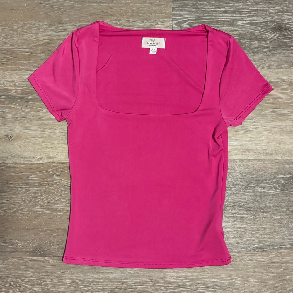 buttery soft pink low cut, square neck Tshirt
